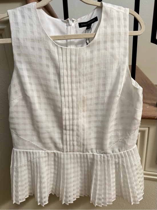 Banana Republic Tops - Banana Republic White Checkered Peplum Shell